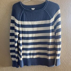 aerie Blue & White Striped Crewneck Sweater